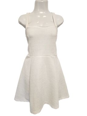 H&M - White Ribbed Fit & Flare Mini Dress